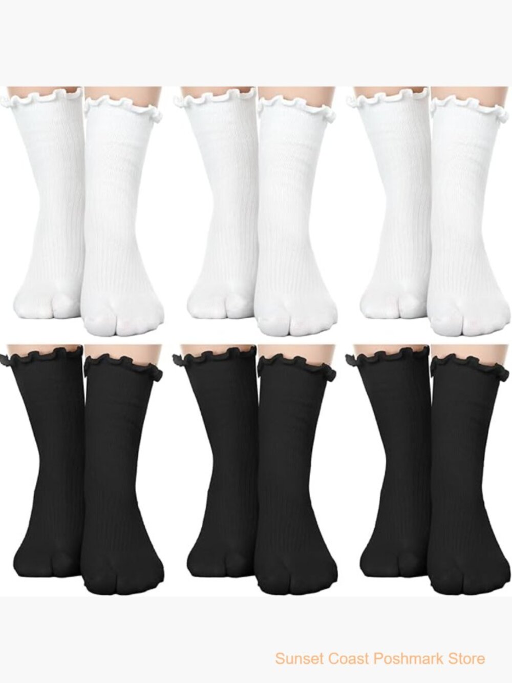 Split Toe Tabi Socks Cotton Athletic Calf Length